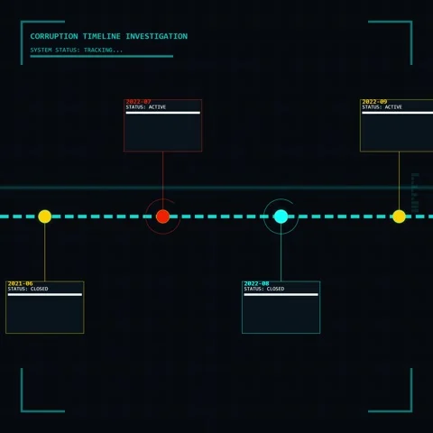 Data Visualization: Corruption Timeline Investigation Flow Chart Analysis Stock Footage 344777637