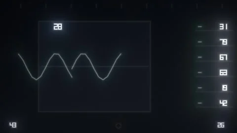 Data visualization on a dark screen showing wave patterns Stock Footage 338385819