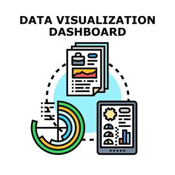 Data visualization dashboard displaying business analytics information Stock Illustration