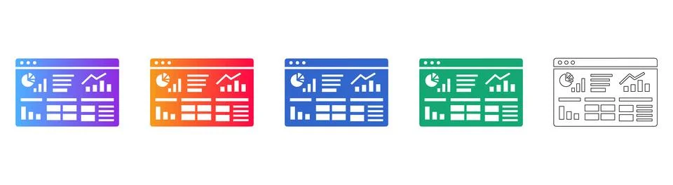Data Visualization Dashboard Icon Set イラスト素材