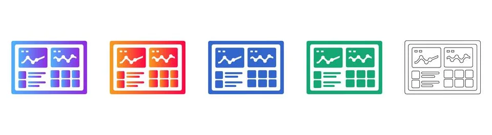 Data Visualization Dashboard Icons Stock Illustration