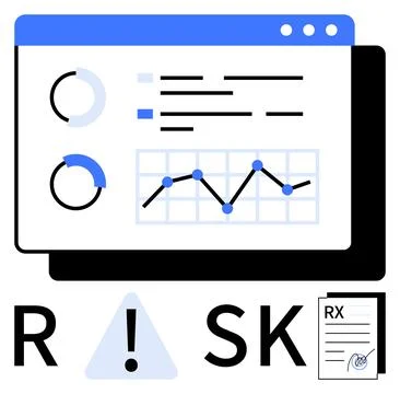 Data Visualization Dashboard with Risk Analysis Elements and Prescription Cha Stock Illustration