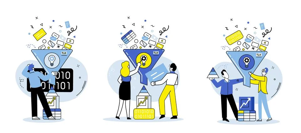 Data visualization. Data management involves organizing, storing, and securing 스톡 일러스트