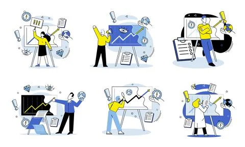 Data visualization. The data visualization concept emphasizes power visual Stock Illustration