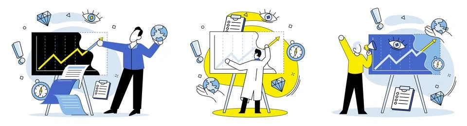 Data visualization. The database management system efficiently stores and Illustrazione stock