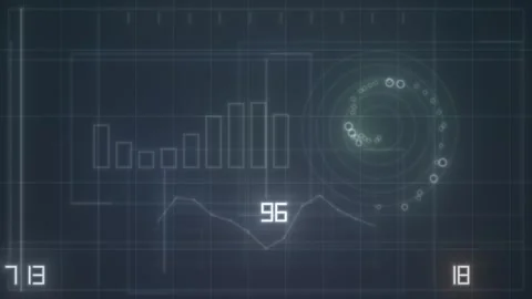 Data visualization display with graphs and metrics in blue Stock Footage 339328410