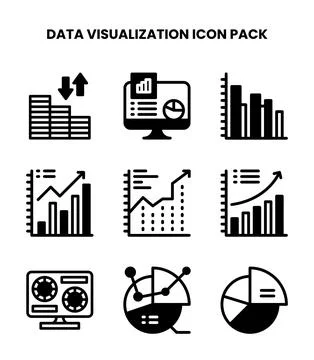 Data Visualization DuoTone Collection Icons Pack Stock Illustration