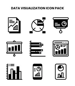 Data Visualization DuoTone Set Icons Pack Stock Illustration