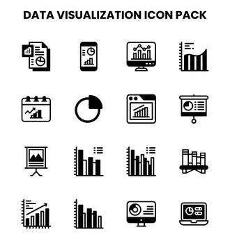 Data Visualization DuoTone SVG Icons Pack 스톡 일러스트