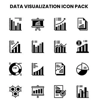 Data Visualization DuoTone UI Icons Pack Illustrazione stock