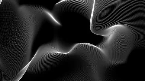 Data visualization dynamic wave pattern. Black and white geometric abstract.. イラスト素材