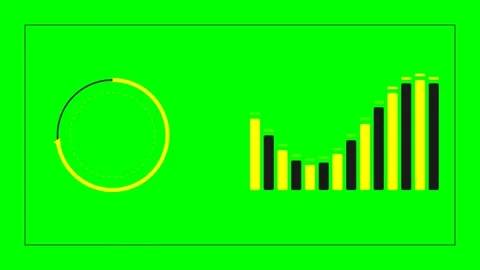 Data visualization elements featuring a circular progress bar and bar graph Stock Footage 340268113