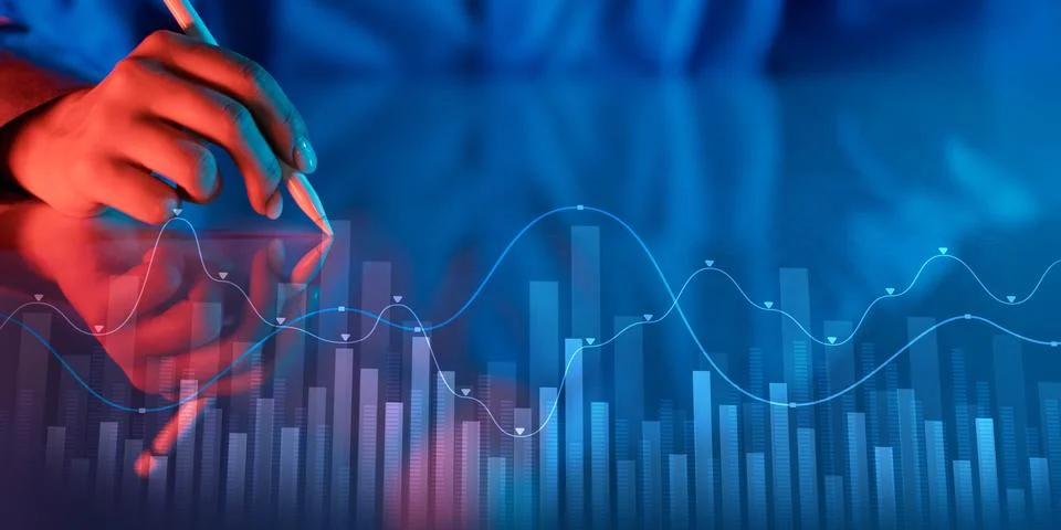 Data Visualization in Financial Analytics with Trend Analysis. 스톡 사진