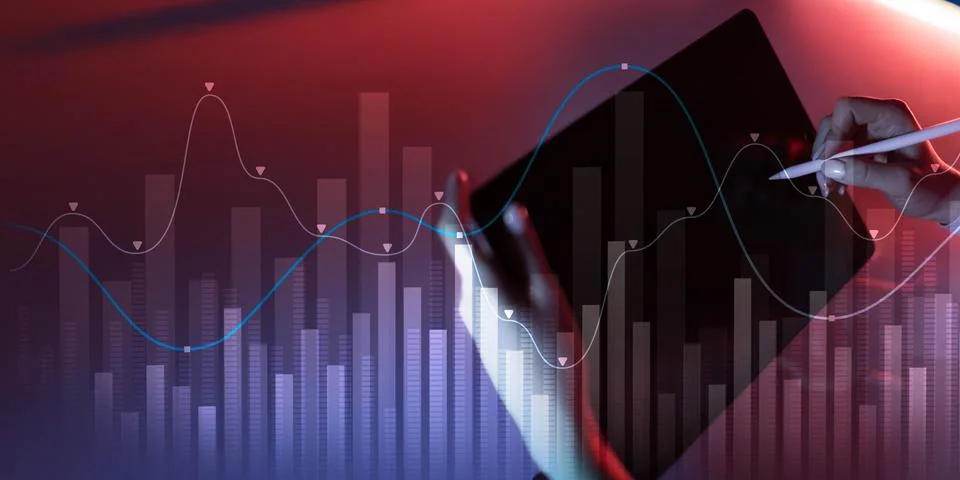Data Visualization in Financial Analytics with Trend Analysis. Stock Photos