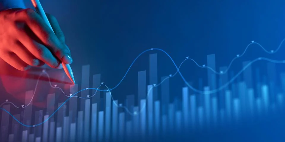 Data Visualization in Financial Analytics with Trend Analysis. Stock Photos