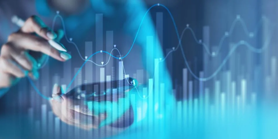 Data Visualization in Financial Analytics with Trend Analysis. Stock Photos