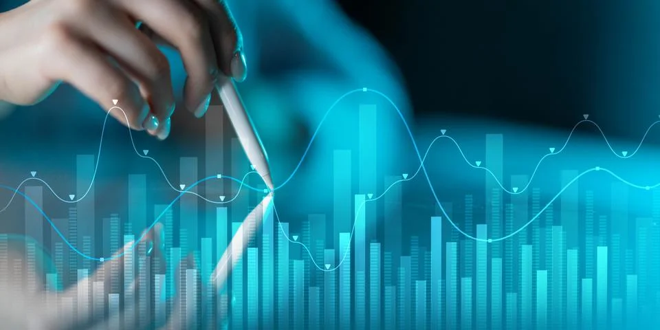 Data Visualization in Financial Analytics with Trend Analysis. Stock Photos