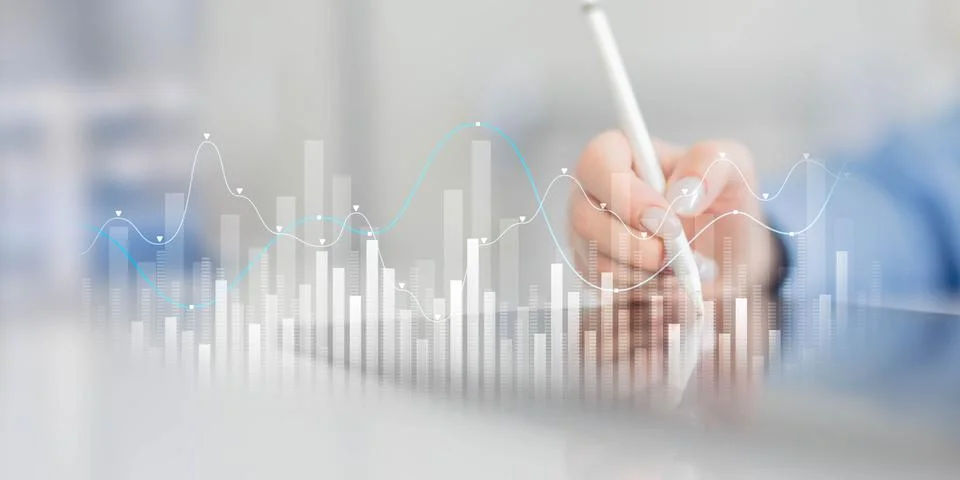Data Visualization in Financial Analytics with Trend Analysis. Stock Photos