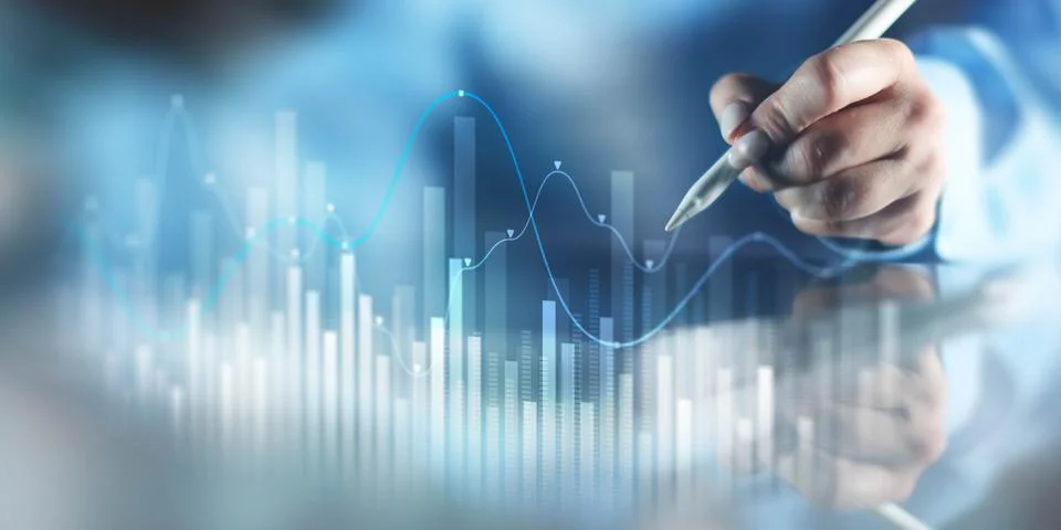 Data Visualization in Financial Analytics with Trend Analysis. 스톡 사진