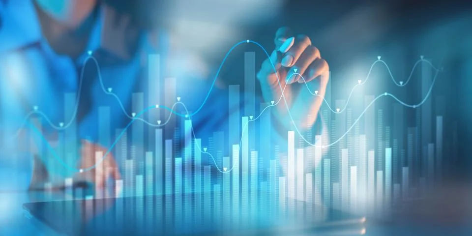 Data Visualization in Financial Analytics with Trend Analysis. Foto stock