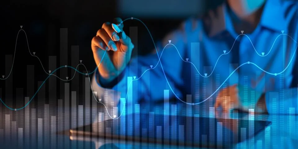 Data Visualization in Financial Analytics with Trend Analysis. Stock Photos