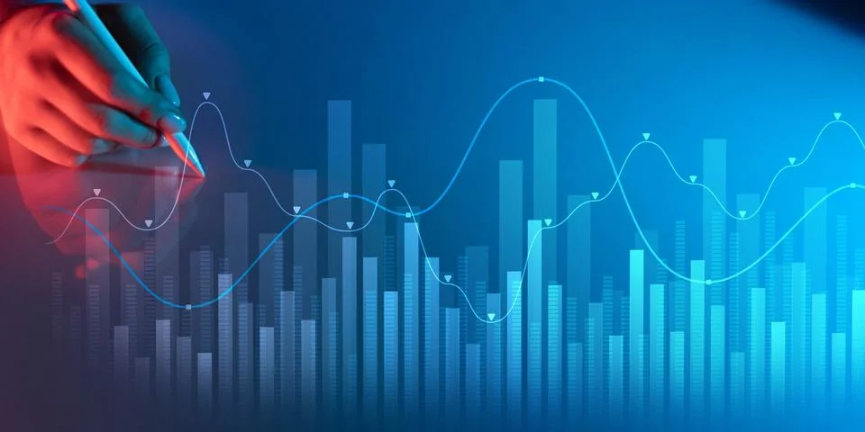 Data Visualization in Financial Analytics with Trend Analysis. 스톡 사진