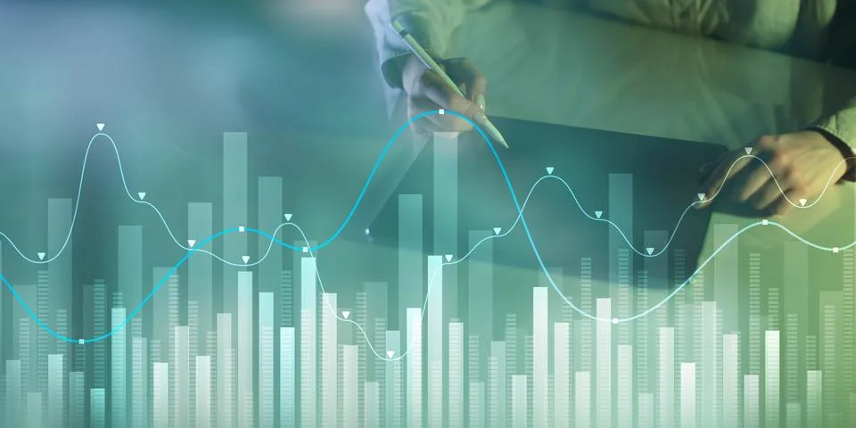 Data Visualization in Financial Analytics with Trend Analysis. Foto stock