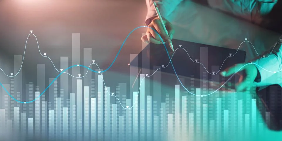 Data Visualization in Financial Analytics with Trend Analysis. Stock Photos