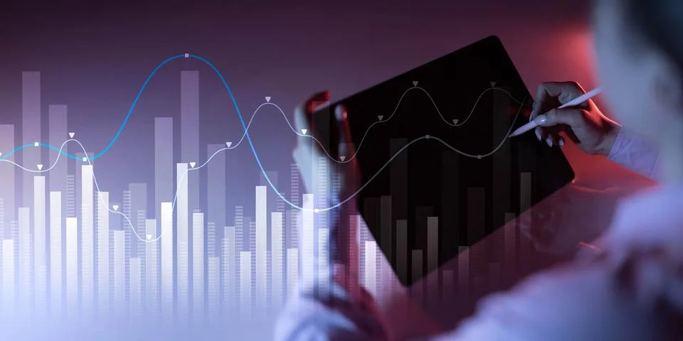 Data Visualization in Financial Analytics with Trend Analysis. Stock Photos