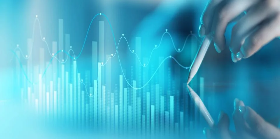 Data Visualization in Financial Analytics with Trend Analysis. Stock Photos