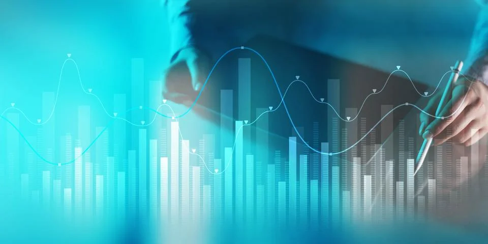 Data Visualization in Financial Analytics with Trend Analysis. Stock Photos