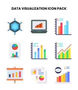 Data Visualization Flat Collection Icons Pack Stock Illustration