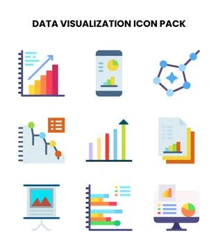 Data Visualization Flat Graphics Icons Pack 스톡 일러스트