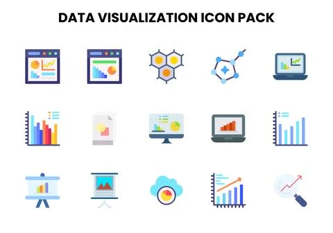 Data Visualization Flat Icons Pack 스톡 일러스트