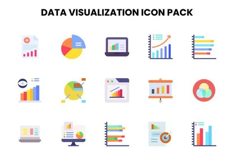 Data Visualization Flat Icons Pack Stock-Illustration