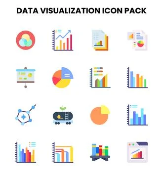 Data Visualization Flat Vector Icons Pack Stock Illustration