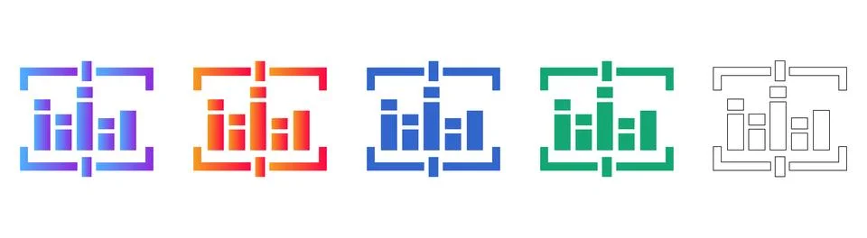 Data Visualization Focus Frame Icons 스톡 일러스트