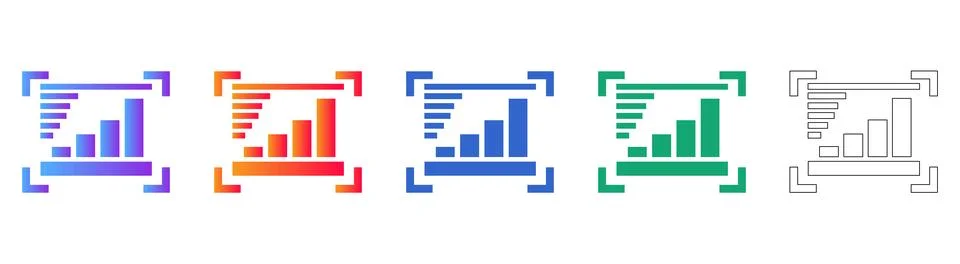 Data Visualization Focus Icon Set Stock Illustration
