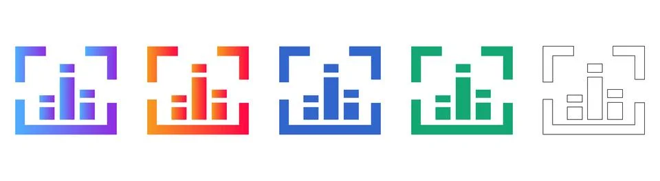 Data Visualization Focus Icons with Gradient and Outline Stock Illustration