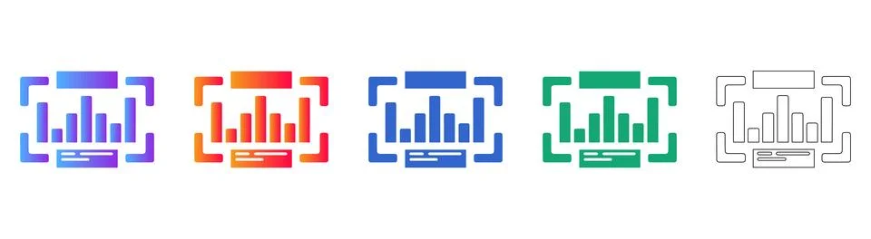 Data Visualization Focus Icons 스톡 일러스트