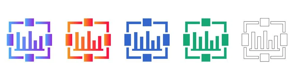 Data Visualization Focus Icons Illustrazione stock