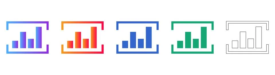 Data Visualization Framework and Chart Icons Stock Illustration