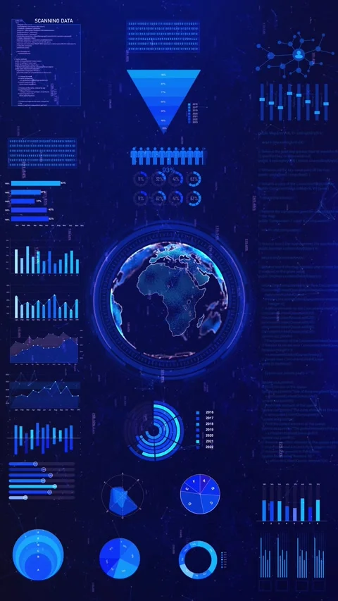Data Visualization futuristic data interface displaying information through dyna Stock Footage 341899387