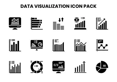 Data Visualization Glyph Bundle Icons Pack Illustrazione stock