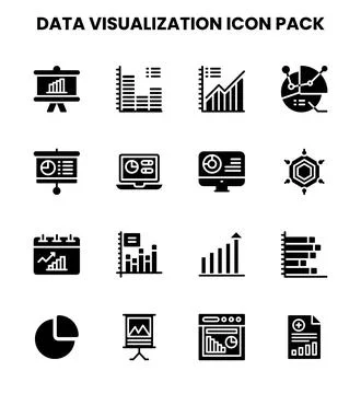 Data Visualization Glyph Bundle Icons Pack 스톡 일러스트