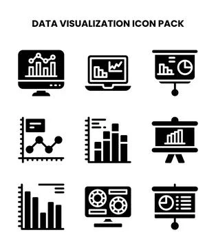 Data Visualization Glyph Bundle Icons Pack Stock Illustration