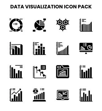 Data Visualization Glyph Design Icons Pack 스톡 일러스트