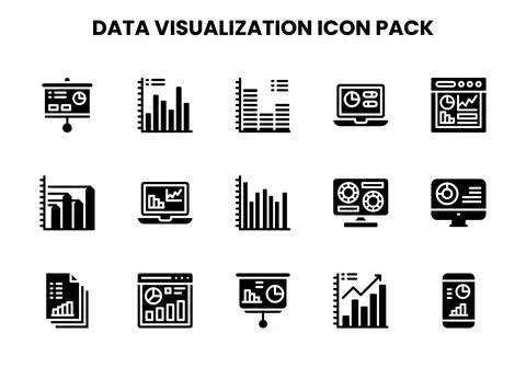 Data Visualization Glyph Graphics Icons Pack Illustrazione stock