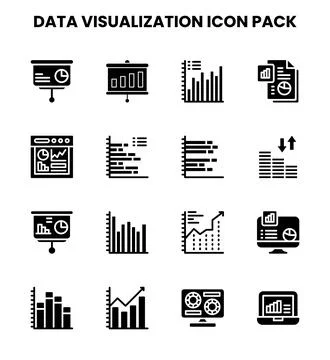 Data Visualization Glyph UI Icons Pack Stockillustratie