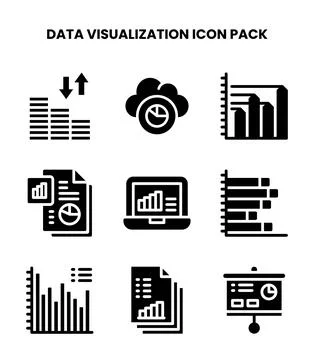 Data Visualization Glyph Vector Icons Pack Stock Illustration